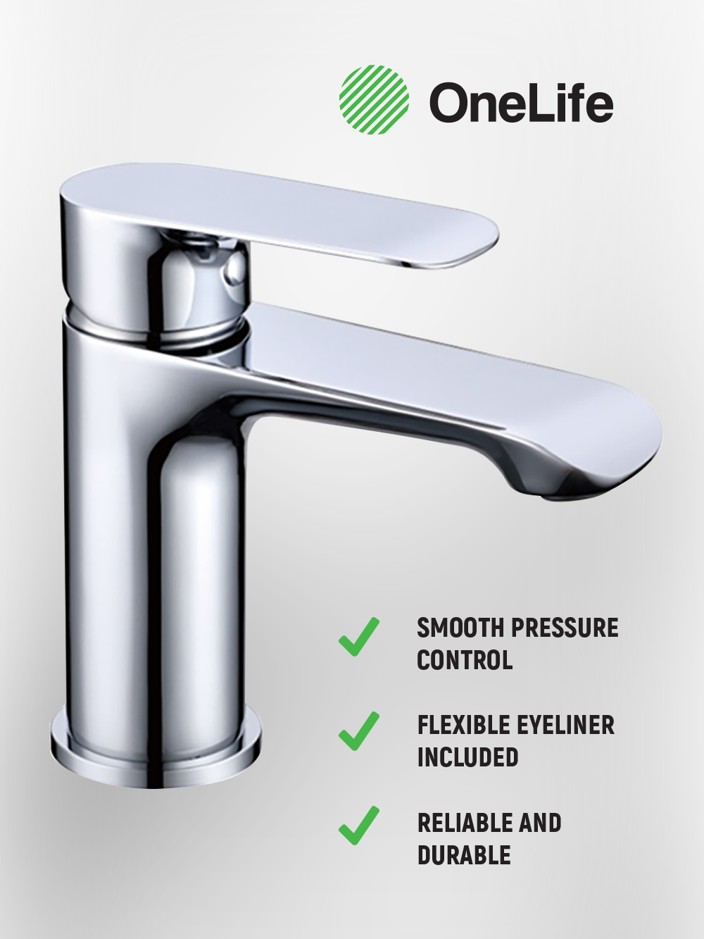 OneLife F1-021C Αναμεικτική Μπαταρία Νιπτήρα Ασημί